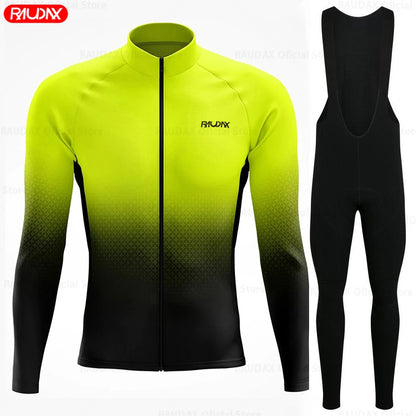 Raudax Spring and Autumn Cycling Jersey Sets Men's Cycling Clothes Mountain Road Bicycle Long Sleeve Roupa De Ciclismo Clothing