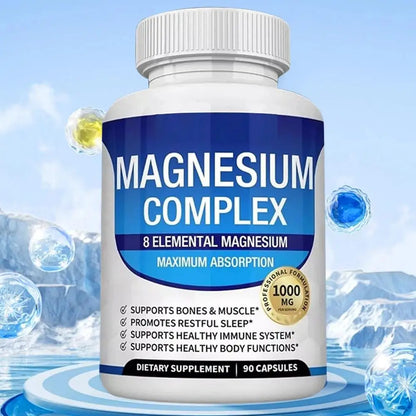 Magnesium Composite Capsules 1000mg Support Muscle Relaxation Relieve Stress Bone Health Dietary Supplement Health Care
