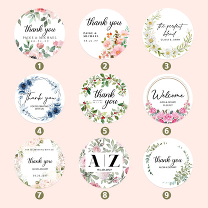 100 Pcs Personalized Round Label Stickers Custom Stickers of Name Date Thank You,for Bridal Shower Wedding Party Favors