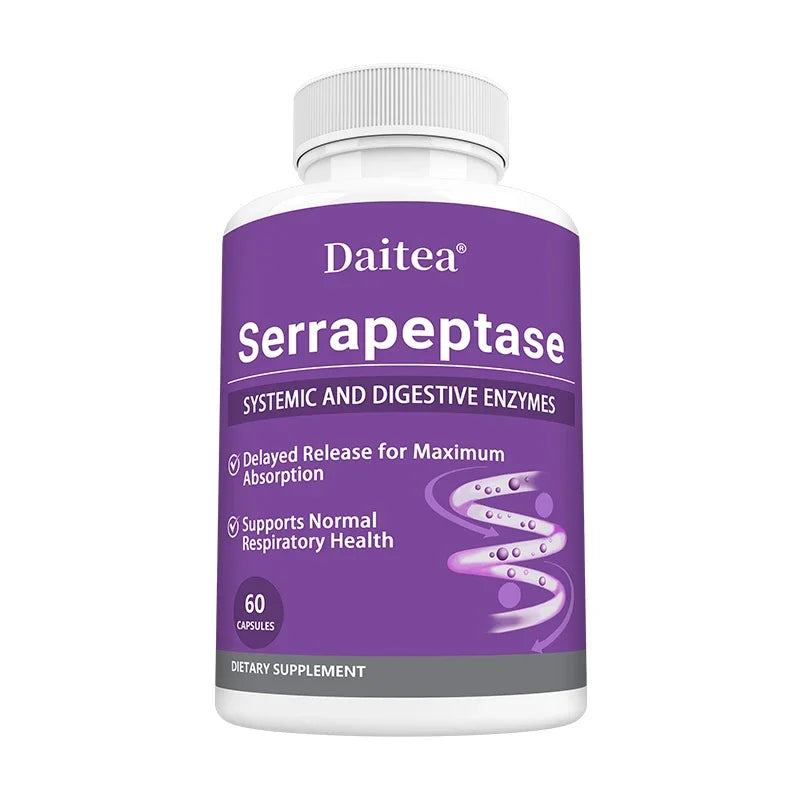 Serrapeptase with Digestive Enzyme, Extra Strength Supplement, Supports Healthy Cellular Function, Gut Health, Digestion
