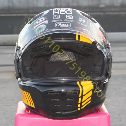 RAPIDE NEO Japanese Mode Full Face Helmet,For Harley Motorcycle And Cruise Motorcycle Protective Helmet,Bright Black Yellow