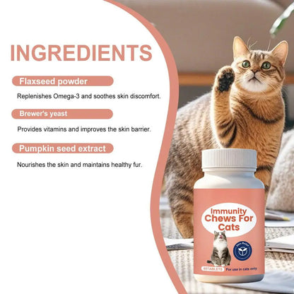60 Tablets Cat Immunity Chewable Supplements For Skin Health Immune System Strengthening Adults Pet Nutritional Supplements