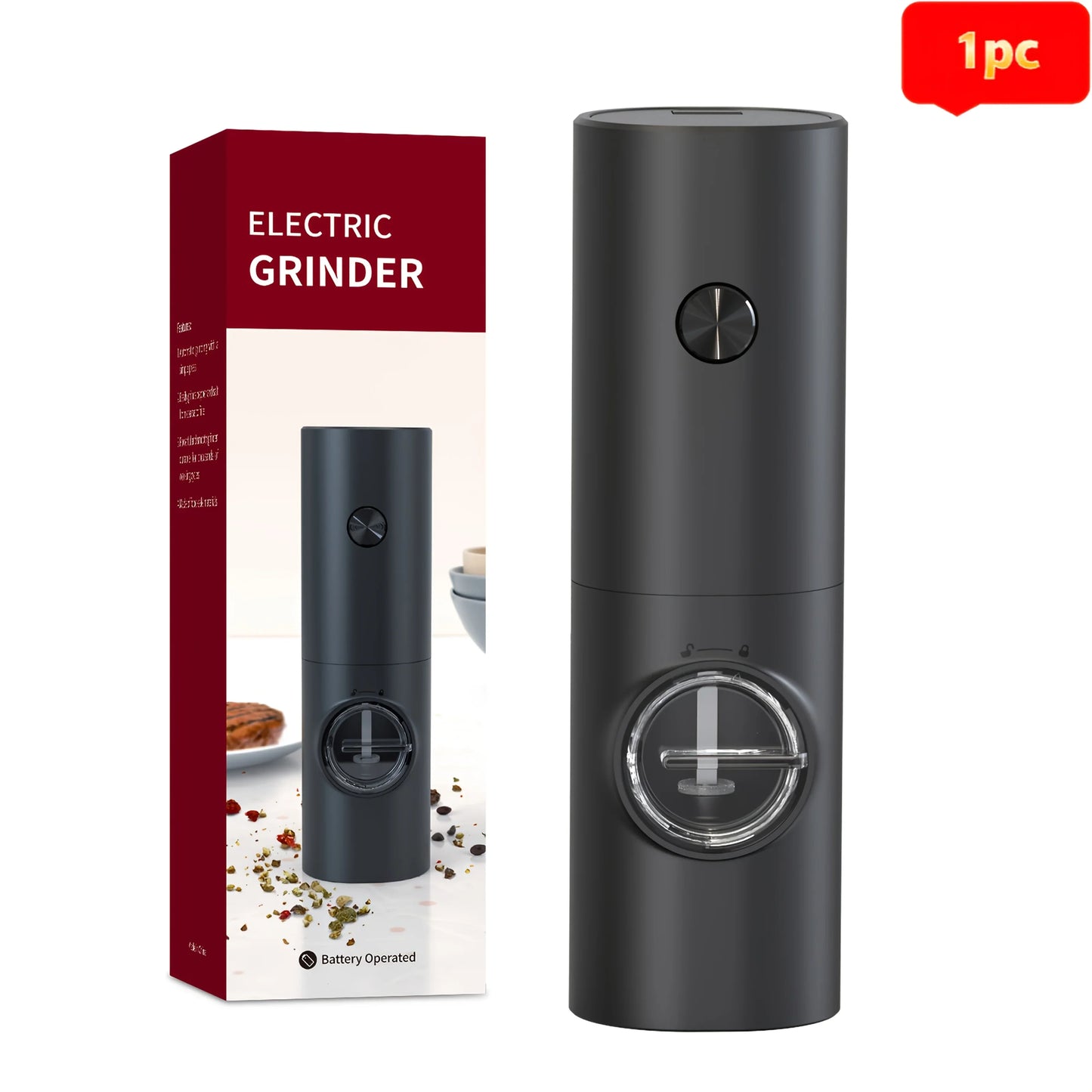 1pcs/2pcs Electric battery Automatic Salt And Pepper Grinder Set Rechargeable Gravity Spice Mill Adjustable Kitchen Tools