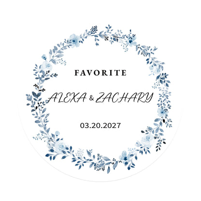 100 Pcs Personalized Round Label Stickers Custom Stickers of Name Date Thank You,for Bridal Shower Wedding Party Favors