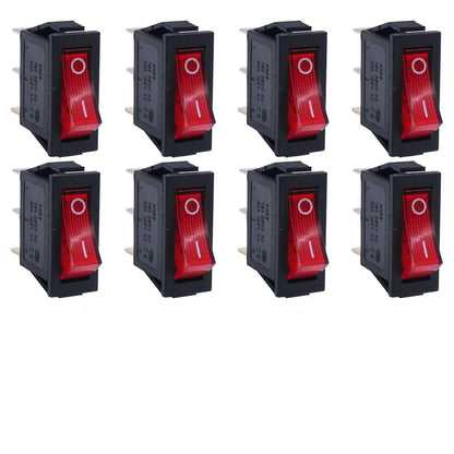 8/24Pcs AC 250V/15A 125V/20A Illuminated LED On/Off SPST 3 Pin 2 Position Mini Boat Rocker Toggle Switch Snap for Househould DIY