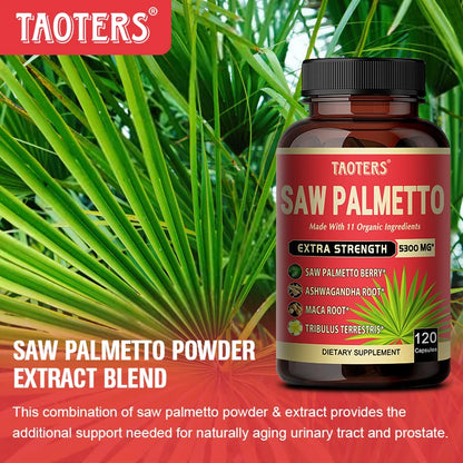 Saw Palmetto Supplement 5300 Mg - with 11 Organic Ingredients - for Urinary Tract and Prostate Health