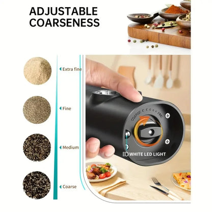 1pcs/2pcs Electric battery Automatic Salt And Pepper Grinder Set Rechargeable Gravity Spice Mill Adjustable Kitchen Tools
