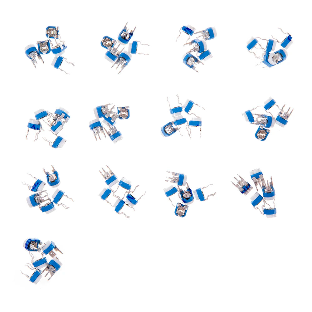 65PCS Trimmer Resistor RM063 Adjustable Resistance 100R~1M Potentiometers 1K 5K 10K 20K 50K 100K 500K 1M