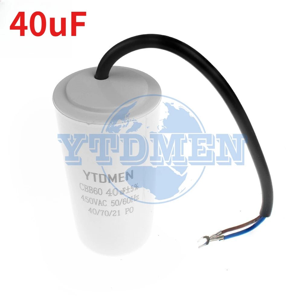 CBB60 Capacitor 450V AC Motor Run Capacitors 4UF 6UF 8UF 10UF 12UF 18UF 20UF 30UF 40UF 50UF 60UF for Washing Machine, Water Pump