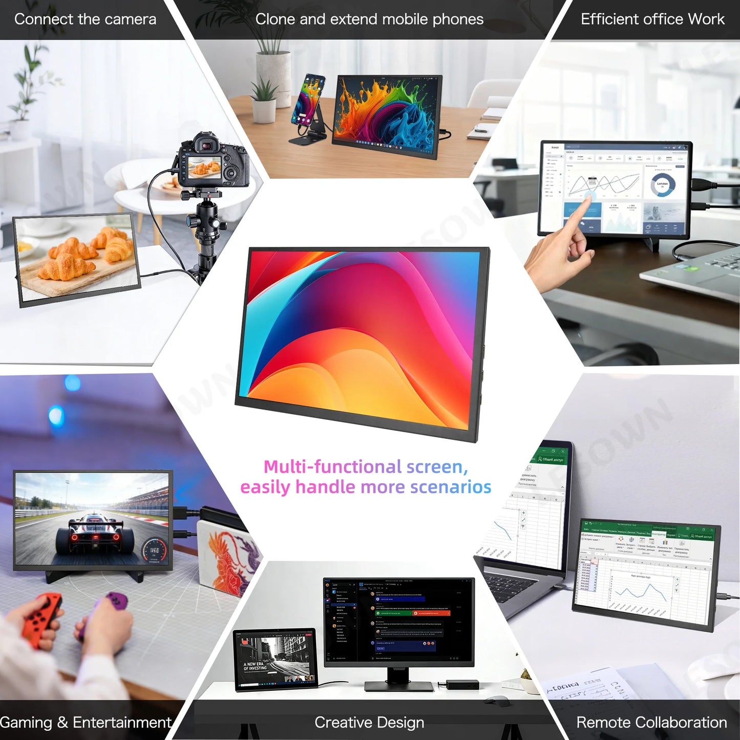 LESOWN Small Portable Monitor 10.1'' IPS 1280x800 USB C HDMI Laptop Second Screen External Display for Document Work PC