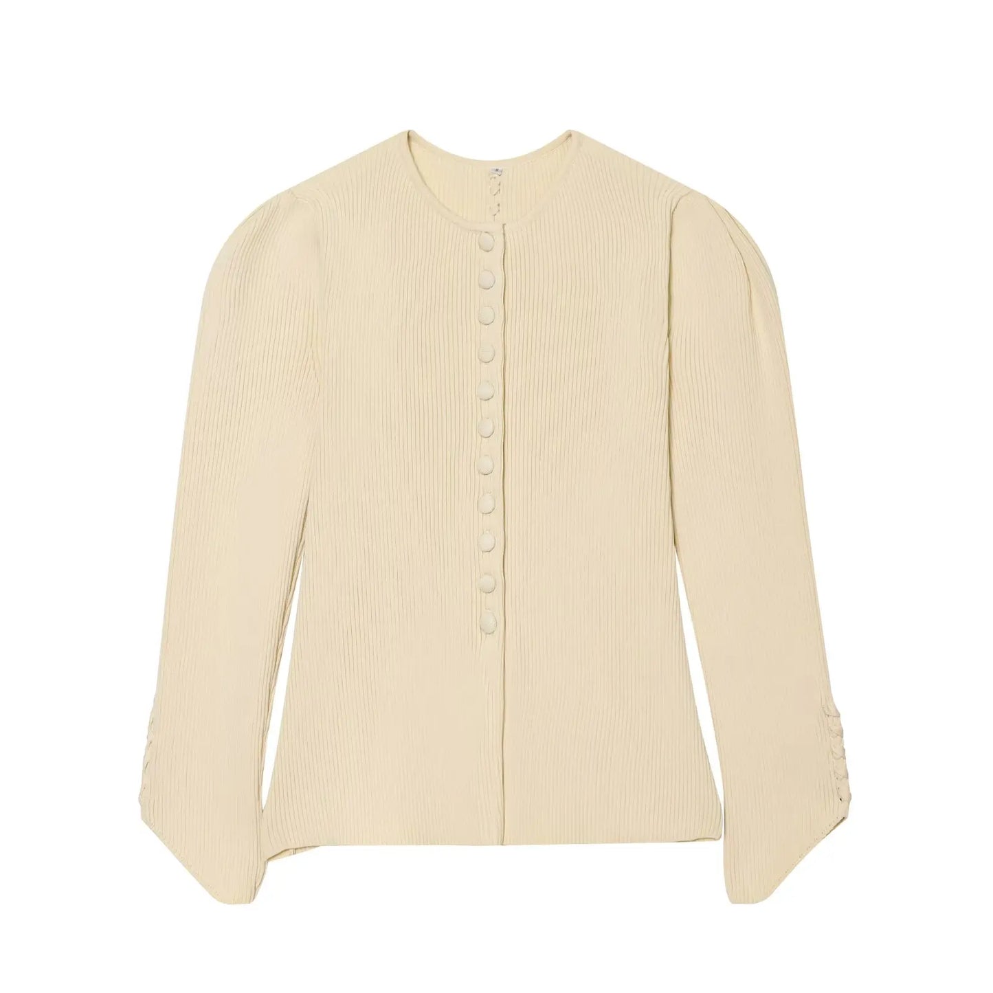 MUJER 2026 Knit Polo Cardigan Women Puff Sleeve Knitwears Women's Sweaters Fashion Summer Cardigans for Woman Button Tops Jersey