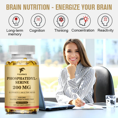Buy 1 Get 1 Free! Advanced Phosphatidyl Serine Supplement, for Brain & Memory, Cortisol Manager for Stress Relief & Mental Focus