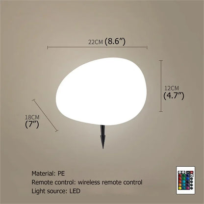 Solar Garden Lights Led Modern Creative White Stones Shape Waterproof IP65 with Remote Control Decor Home Courtyard Lawn Lamp