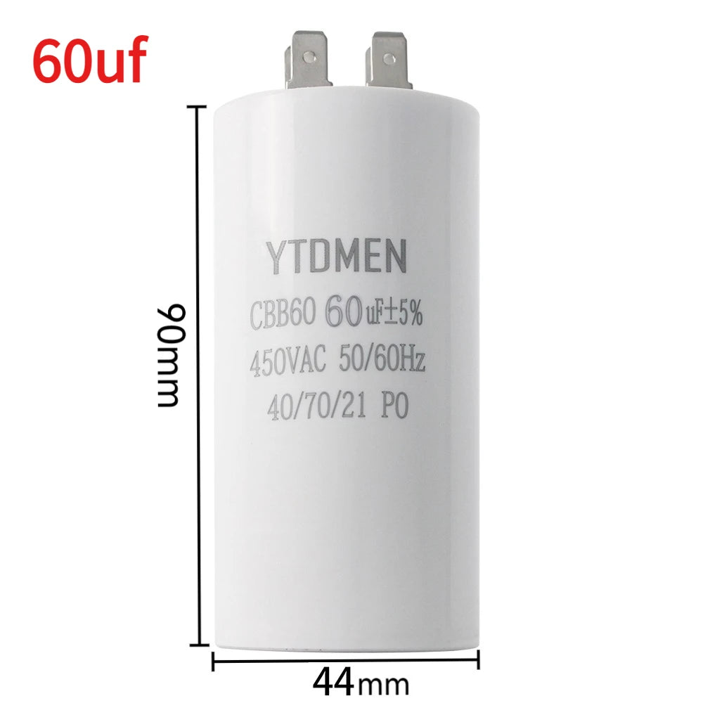 1PCS CBB60 Starting Capacitor 450VAC 4pin Double Insert Electric Replacement Motor Run Capacitors 4UF 5UF 6UF 8UF 16UF 20UF 60UF