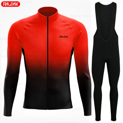 Raudax Spring and Autumn Cycling Jersey Sets Men's Cycling Clothes Mountain Road Bicycle Long Sleeve Roupa De Ciclismo Clothing