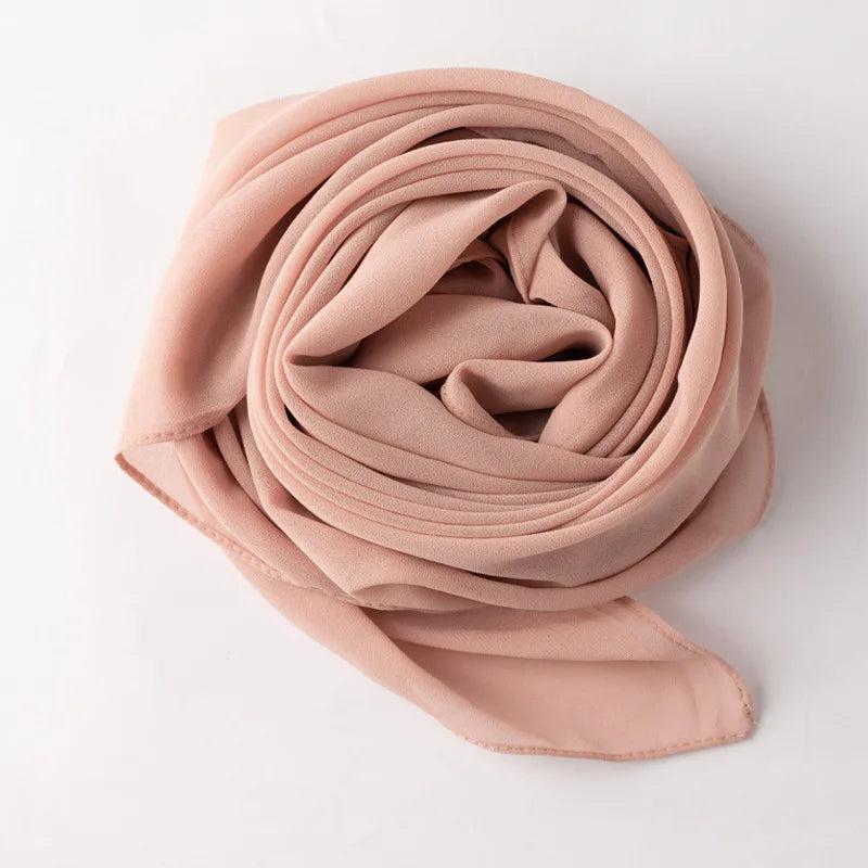 Muslim Chiffon Hijab Scarf Solid Color Square Head Wrap For Women Hijabs Scarves Jersey Hijabs Islamic Turban Headband Shawl