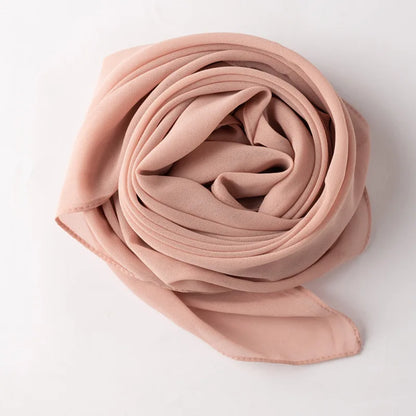Muslim Chiffon Hijab Scarf Solid Color Square Head Wrap For Women Hijabs Scarves Jersey Hijabs Islamic Turban Headband Shawl