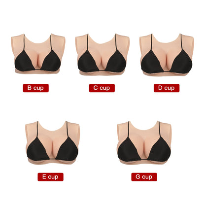 KUMIHO BCDEG Cotton Breast Forms Round Neck Cutout Sissy Fake Boobs Transgender Cosplay Crossdressing Sissy for Men Fake Chest