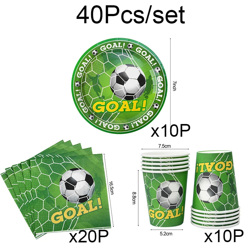 Green Football Birthday Disposable Tableware Set Soccer Paper Plate Cups Napkins For Kids Birthday Sport Party Decor Baby Shower