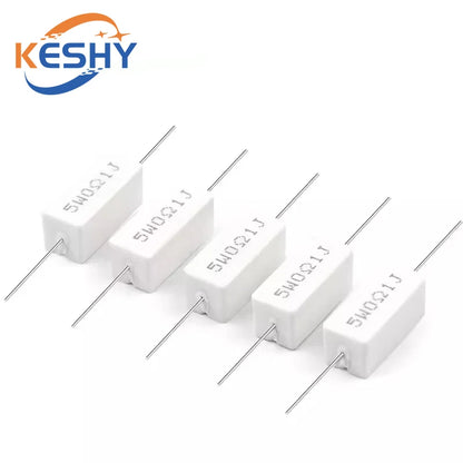 5PCS 5W 5% Cement Resistor Power Resistance 0.1 ~ 10K 0.1R 0.5R 1R 10R 100R 0.22 0.33 0.5 1 2 5 8 10 15 20 25 30 100 1K 10K ohm