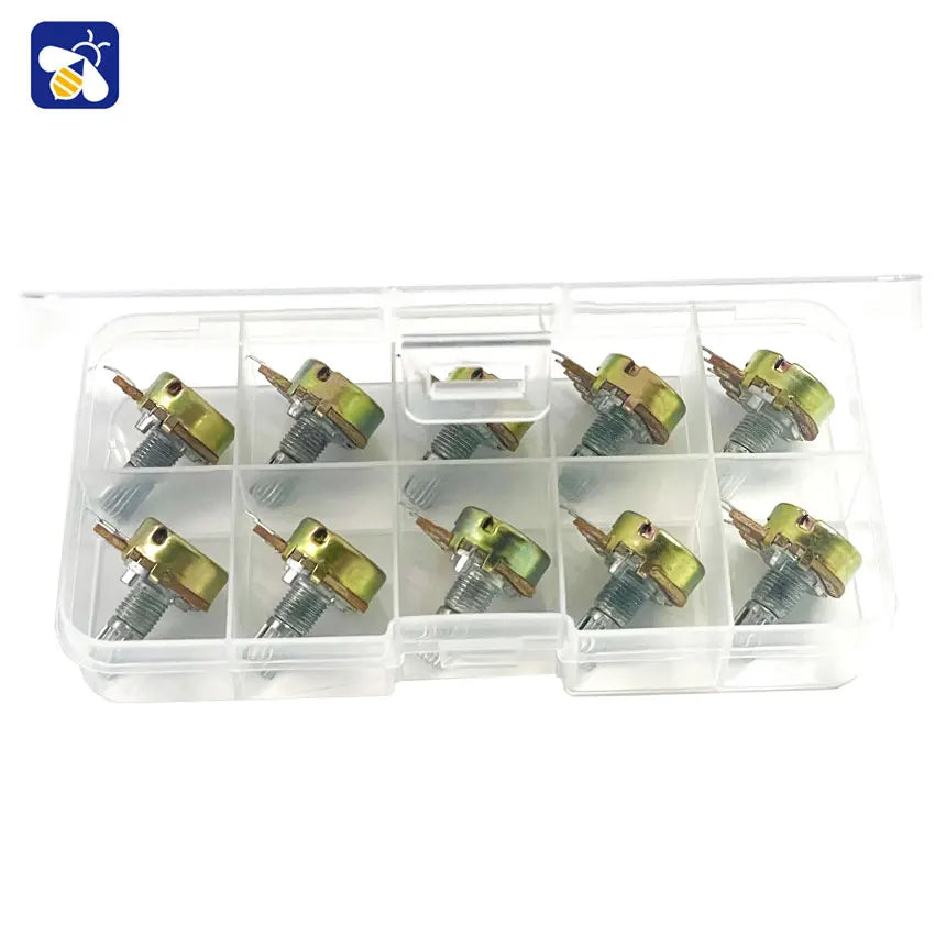 10 Kinds WH148 Single Potentiometer Kit Adjustable Resistor 1K/5K/10K/20K/50K/100K/250K/1M Slide Resistor With Switch Cap