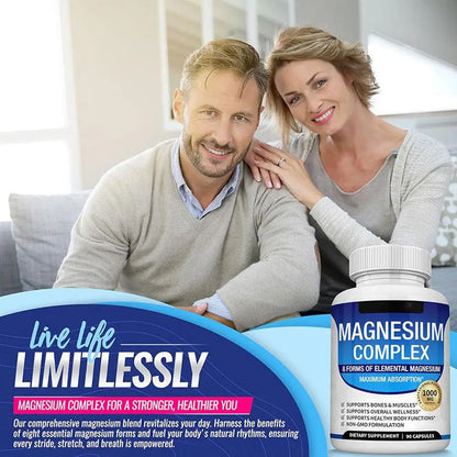 Magnesium Composite Capsules 1000mg Support Muscle Relaxation Relieve Stress Bone Health Dietary Supplement Health Care