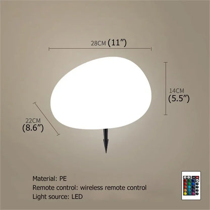 Solar Garden Lights Led Modern Creative White Stones Shape Waterproof IP65 with Remote Control Decor Home Courtyard Lawn Lamp
