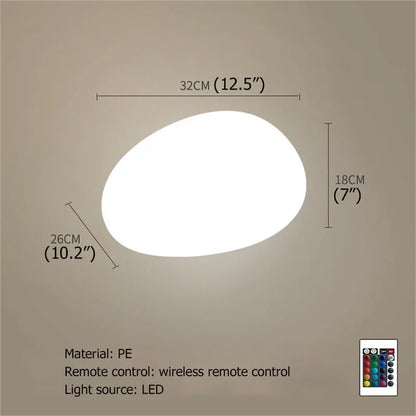 Solar Garden Lights Led Modern Creative White Stones Shape Waterproof IP65 with Remote Control Decor Home Courtyard Lawn Lamp