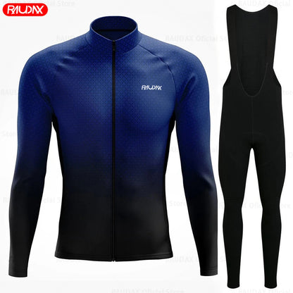 Raudax Spring and Autumn Cycling Jersey Sets Men's Cycling Clothes Mountain Road Bicycle Long Sleeve Roupa De Ciclismo Clothing