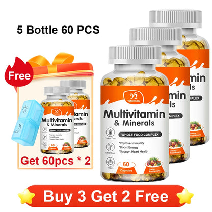 Multivitamin & Minerals Supplement,with Probiotics, Supports Digestive Health, Immunity, Heart Function, Energy & Antioxidant