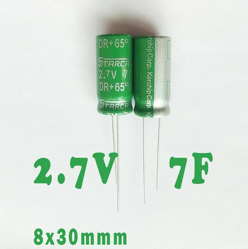 (10PCS)2.7V 1F 3F 3.3F 5F 7F Supercapacitor /Super Faraday capacitor 8x12mm 8X20MM 8X25MM 8X30MM