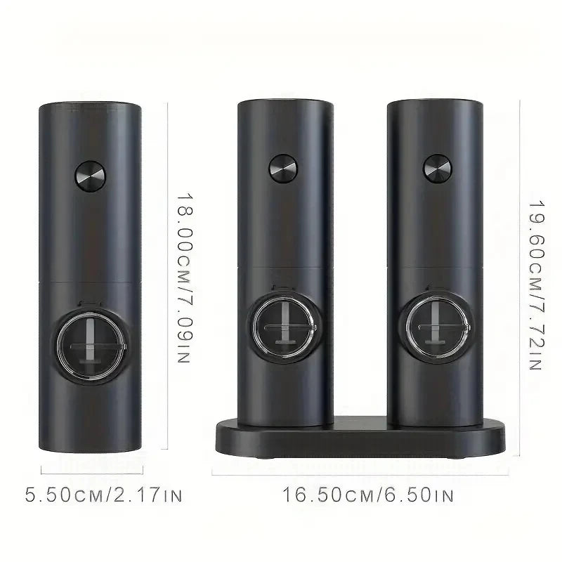 1pcs/2pcs Electric battery Automatic Salt And Pepper Grinder Set Rechargeable Gravity Spice Mill Adjustable Kitchen Tools