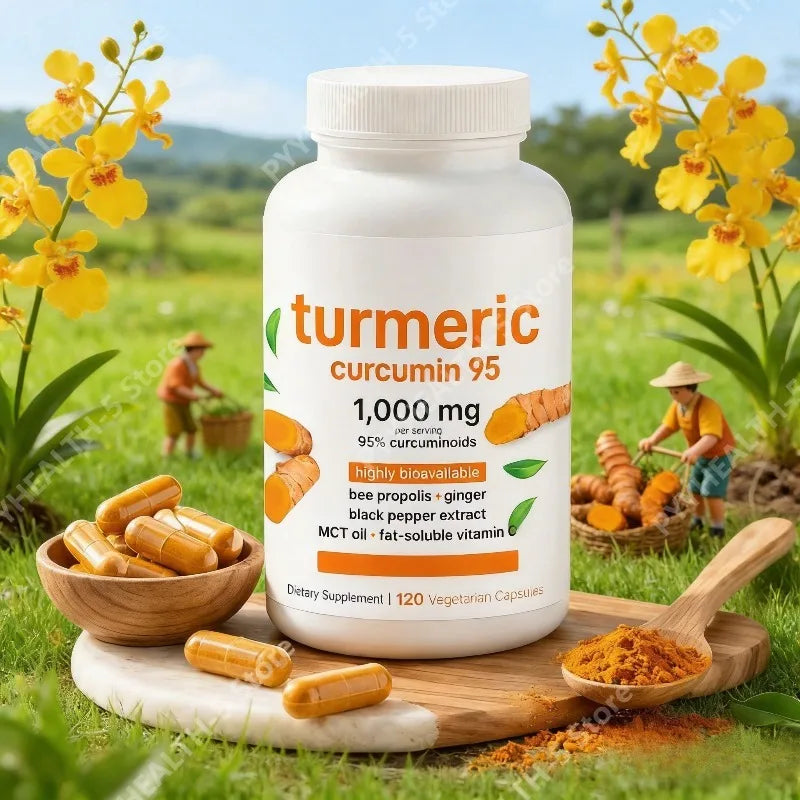 Turmeric Curcumin Supplement 1,000mg–95% Curcuminoids with Black Pepper & Ginger–Supports Joint & Antioxidant Health 120Capsules