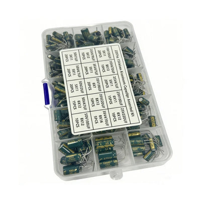 225Pcs/Box Capacitor Kit Aluminum Electrolytic Capacitors Set 15Values 16V-50V 1uF-470uF Assorted Kit Storage Low ESR