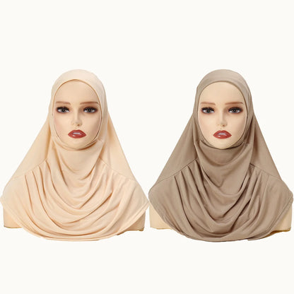 2/Pcs Crystal Hemp Wrinkle Hijab Instant Hijab Muslim Innerscarf For Woman Under Cap Hat Lady Solid Soft Headscarf Modal Jersey