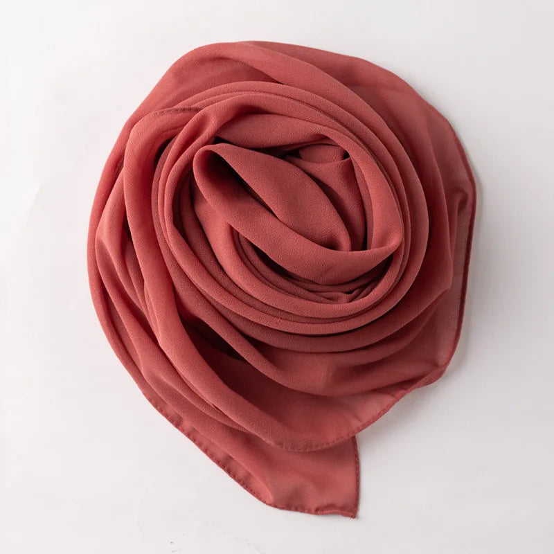 Muslim Chiffon Hijab Scarf Solid Color Square Head Wrap For Women Hijabs Scarves Jersey Hijabs Islamic Turban Headband Shawl