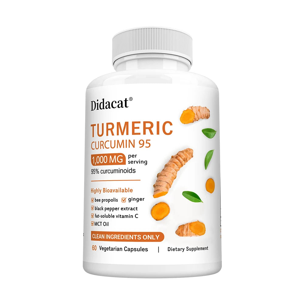 Turmeric Curcumin Supplement 1,000mg – 95% Curcuminoids with Black Pepper & Ginger, Supports Joint & Antioxidant Health