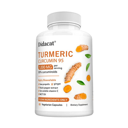 Turmeric Curcumin Supplement 1,000mg – 95% Curcuminoids with Black Pepper & Ginger, Supports Joint & Antioxidant Health