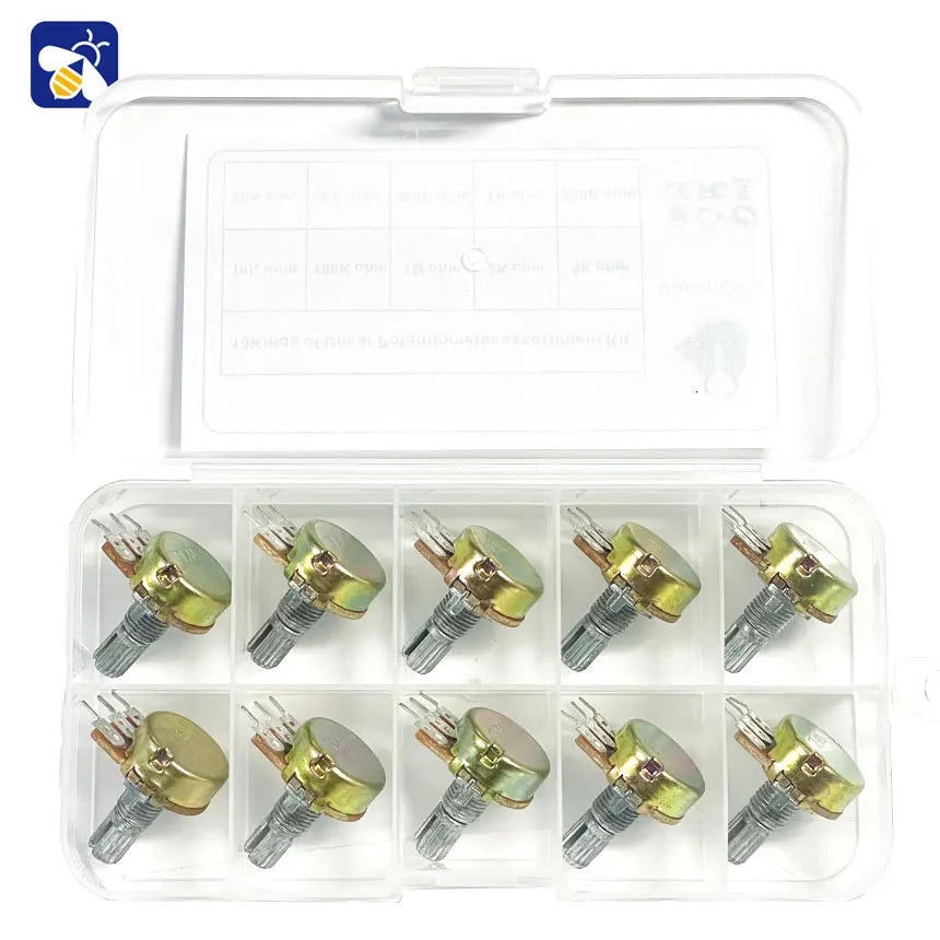 10 Kinds WH148 Single Potentiometer Kit Adjustable Resistor 1K/5K/10K/20K/50K/100K/250K/1M Slide Resistor With Switch Cap