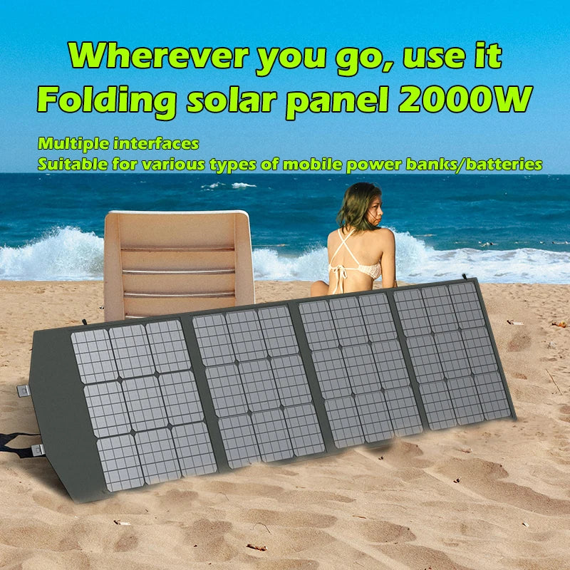 2000w 1500w 1000w 500w Flexible Foldable Solar Panel High Efficience Travel & Phone & Boat Portable 12V Solar Panel Kit