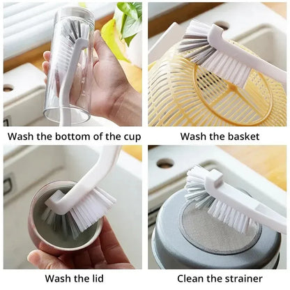 1/2/3Pcs Cleaning Cup Brush Japanese Style Sink Brush  with Long Handle Elbow Design Tail Hole Wall Hanging Crevice Cleaning