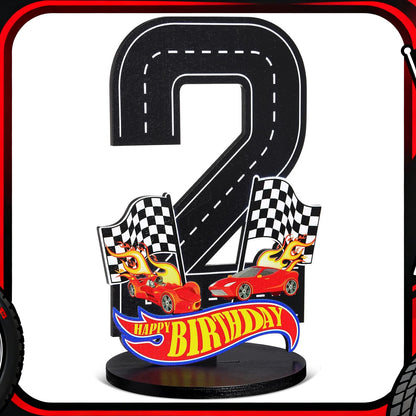 1pcs Race Car 1-9th Birthday Number Sign Centerpiece Race Car Theme Birthday Party Supplies Wooden Table Decoration Photo Props
