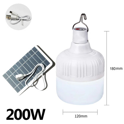 LED Portable Lights with Solar Panel Outdoor USB Rechargeable Emergency Lanterns Hanging Camping Energy Saving Bulb Tent Garden