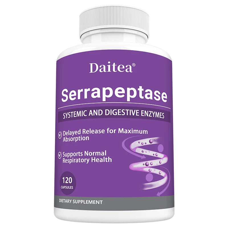 Serrapeptase with Digestive Enzyme, Extra Strength Supplement, Supports Healthy Cellular Function, Gut Health, Digestion