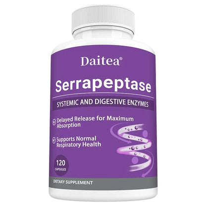 Serrapeptase with Digestive Enzyme, Extra Strength Supplement, Supports Healthy Cellular Function, Gut Health, Digestion