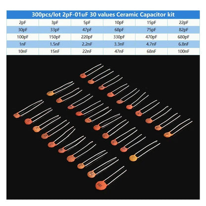 300/960pcs Ceramic Capacitors Kit 2pF-0.1uF Electronic Components Package Capacitor Assorted Samples Diy Kit