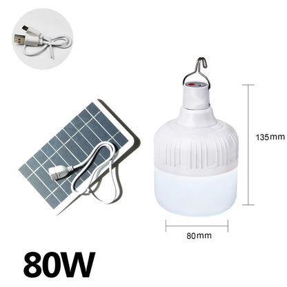 LED Portable Lights with Solar Panel Outdoor USB Rechargeable Emergency Lanterns Hanging Camping Energy Saving Bulb Tent Garden