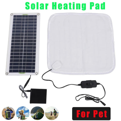 Solar Pet Heating Pad - 12V/50W Solar Panel Electric Blanket Heater with Energy Storage Box Solar-Heating-Blanket for Pets