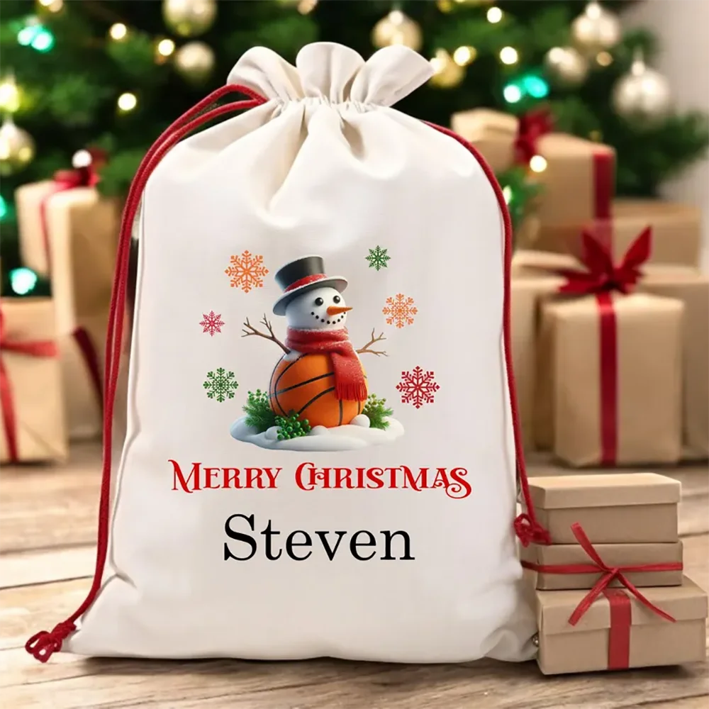 Personalized 30x40 cm Soccer Gift Bags custom name Christmas Eve Bag Sack for Christmas Presents Sports Gift for Kids decoration