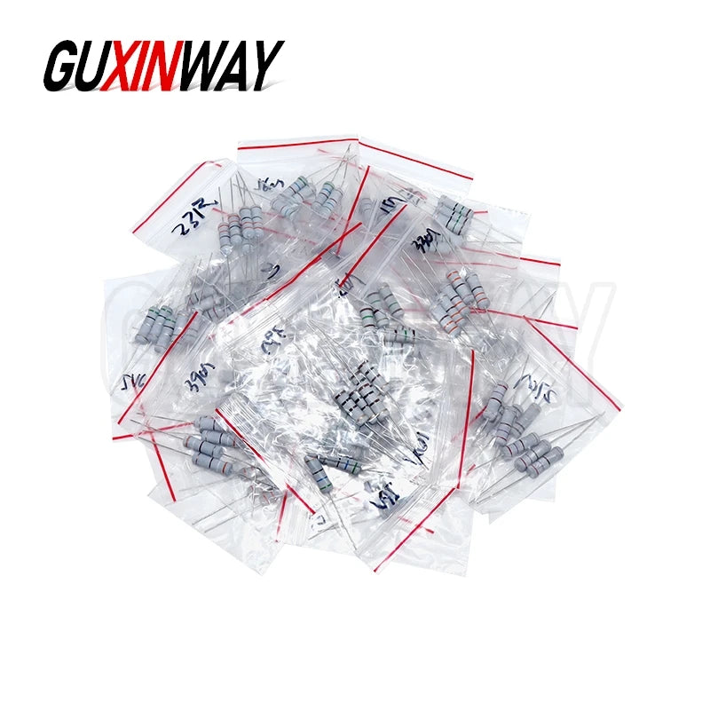 150PCS Resistor Kit 2W 3W 5W 5% 30valuesX5PCS Carbon Film Resistance 0.1R-750R ohm 1K-820K Set
